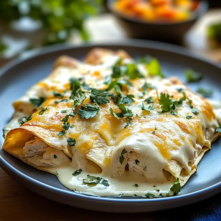 Cheesy Creamy White Chicken Enchiladas