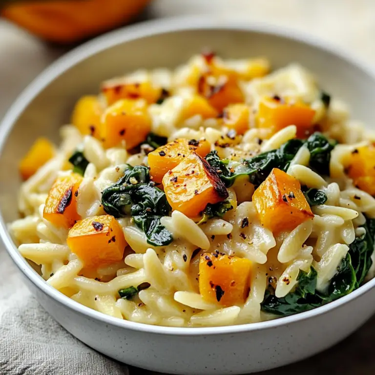 Creamy Orzo with Roasted Butternut Squash and Spinach