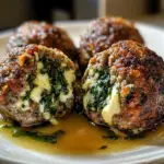 Spinach Garlic Meatballs with Mozzarella