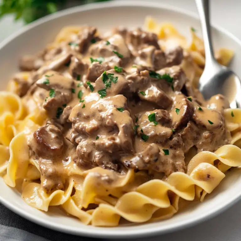 Creamy Beef Stroganoff with Egg Noodles