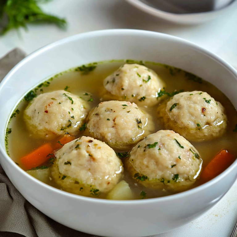 Delicious Matzo Ball Soup in a Bowl