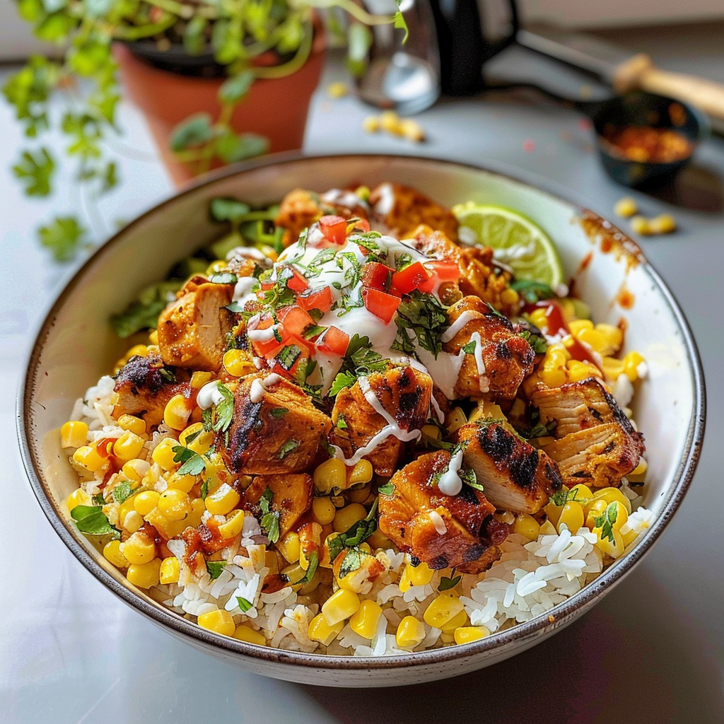 Street Corn Chicken Rice Bowl