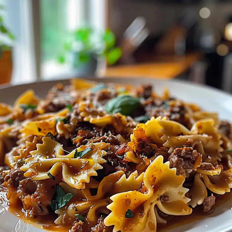 Cheesy Beef and Bowtie Pasta Dish