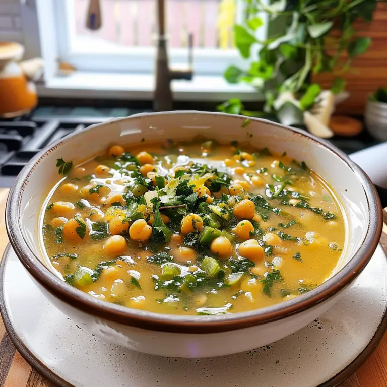 Lemony Greek Chickpea Soup Bowl