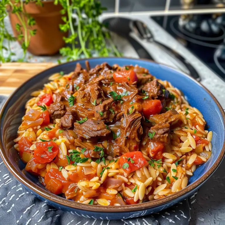 Giouvetsi Greek Beef Stew with Orzo