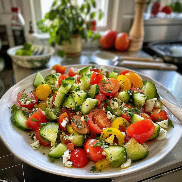 Memorial Day Cucumber Tomato Salad close-up