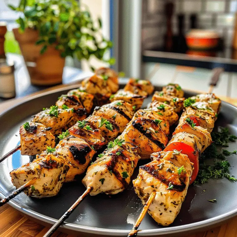 Greek Chicken Souvlaki Dish