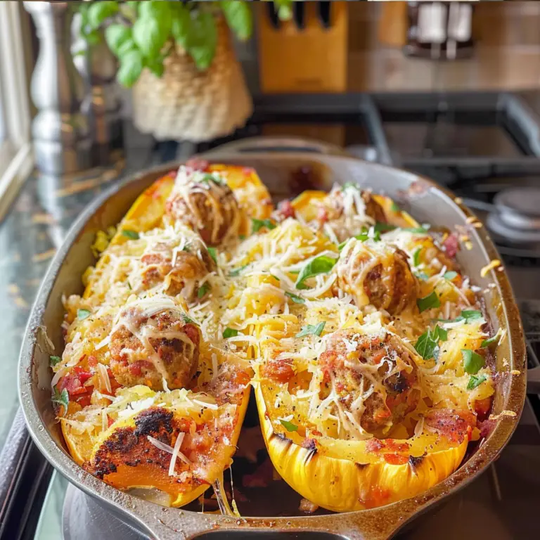 Spaghetti Squash with Turkey Meatballs Dish