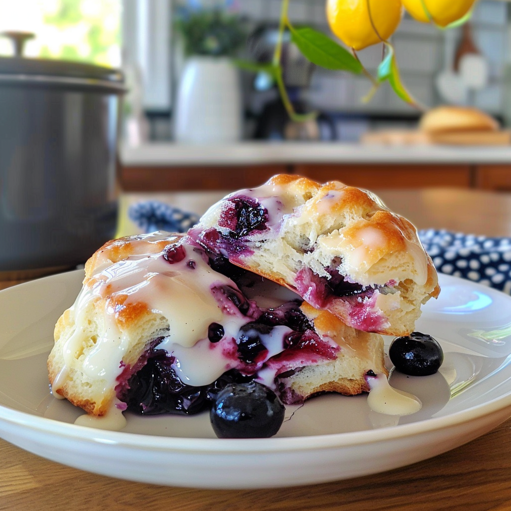 Blueberry Biscuits with Lemon Glaze
