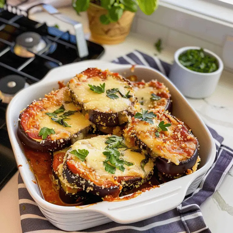 Eggplant Parmesan Slice on Plate