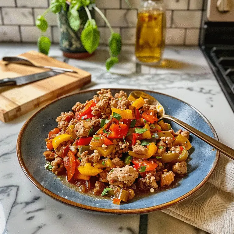 Delicious Ground Turkey and Peppers Dish
