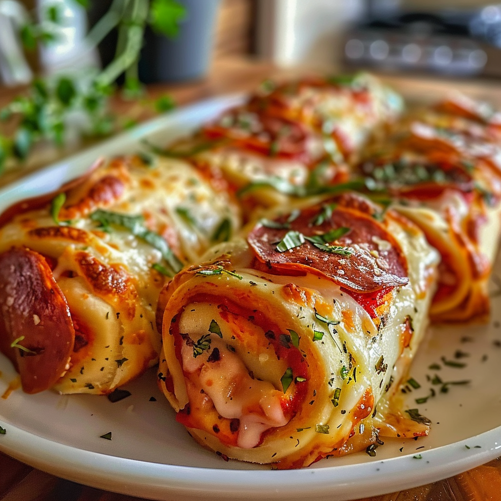 Pepperoni Pizza Rolls Fresh Out of the Oven