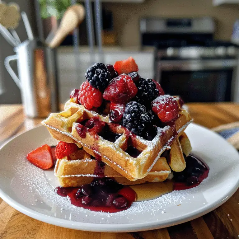 Protein Waffles with Fresh Berry Compote