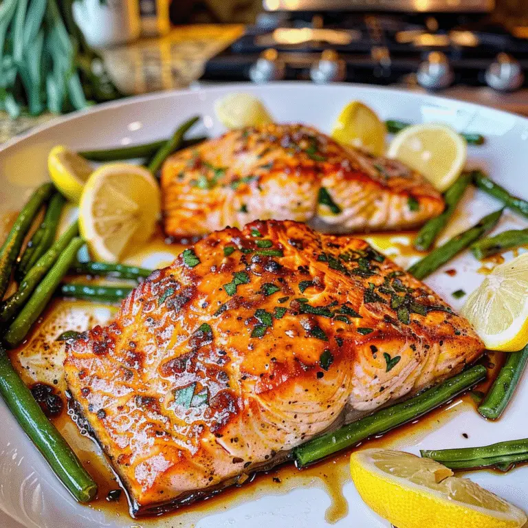 Butter Garlic Salmon on a Plate