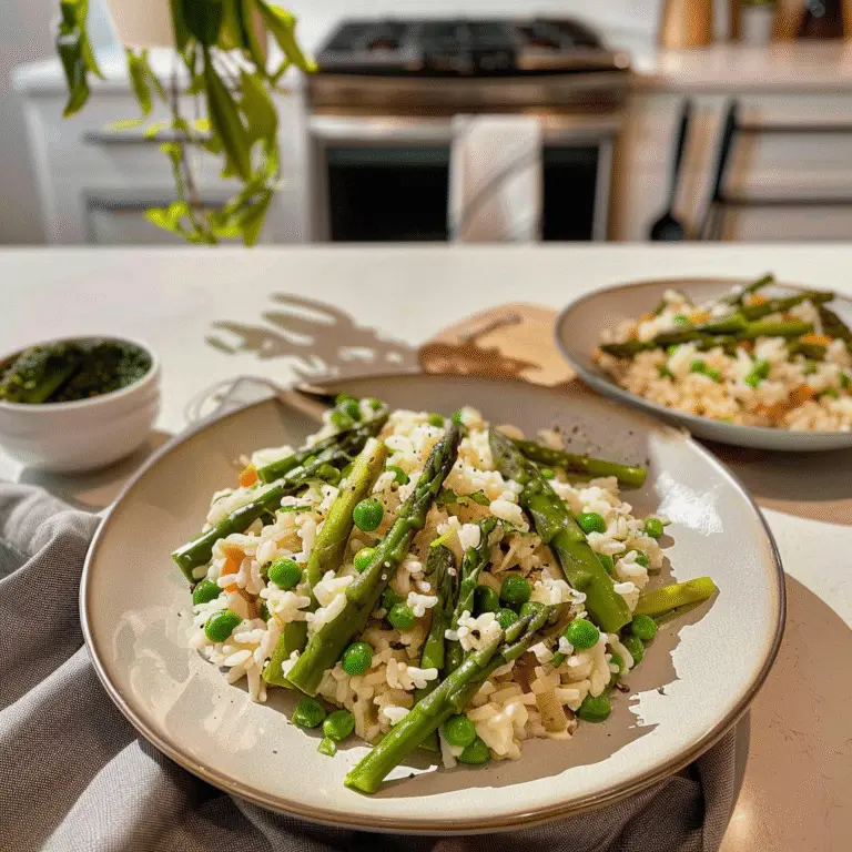 Spring Asparagus and Pea Risotto Dish