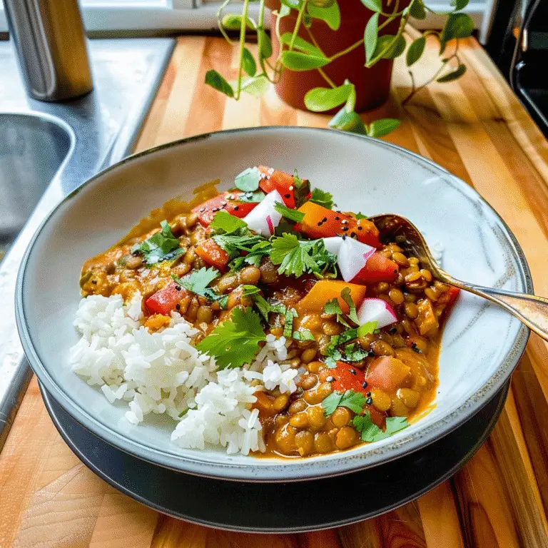 Coconut Curry Lentils in a Bowl