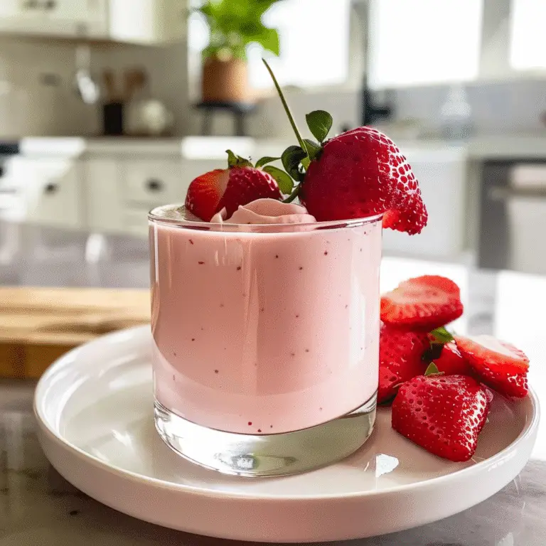 Refreshing Strawberry Milk in a Glass