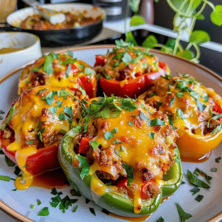 Colorful Stuffed Bell Peppers Ready to Serve