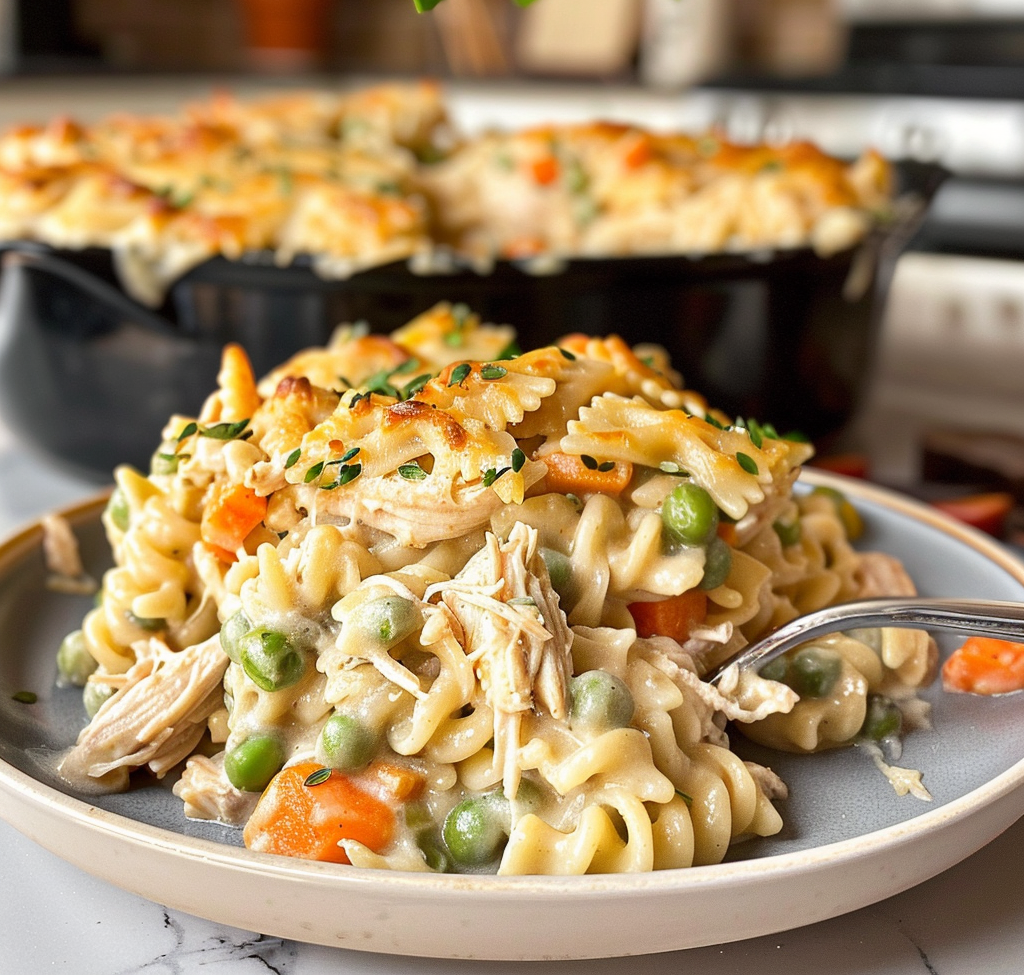 Chicken Pot Pie Pasta Dish