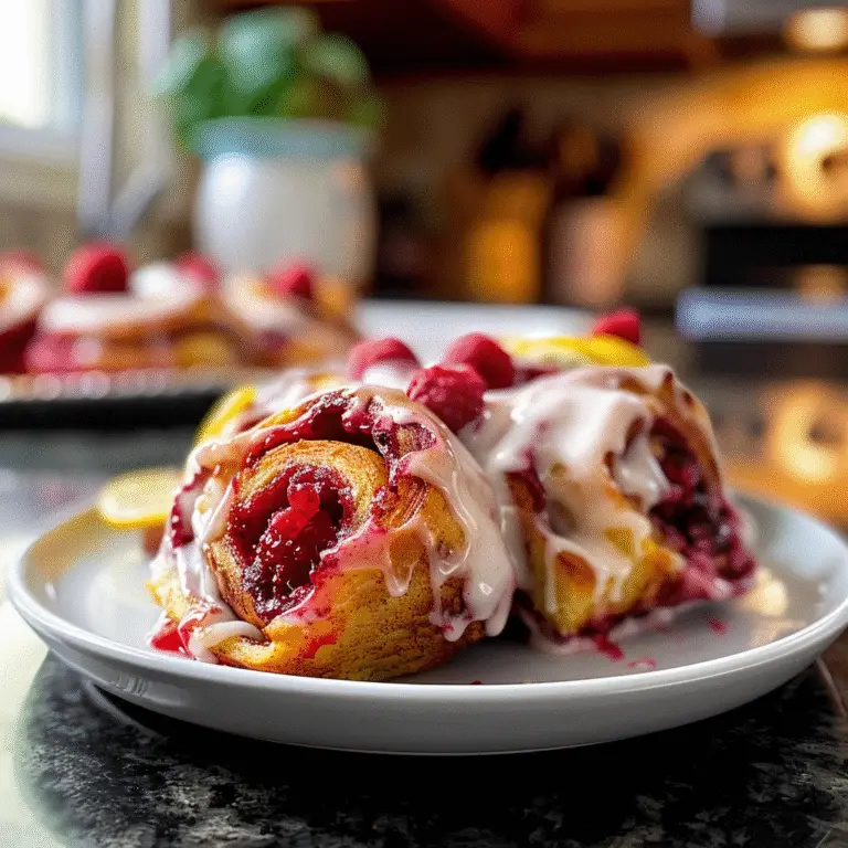 Raspberry Cinnamon Rolls with Lemon Glaze