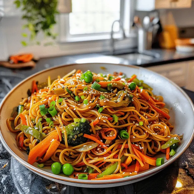 Vegetable Lo Mein in a Bowl
