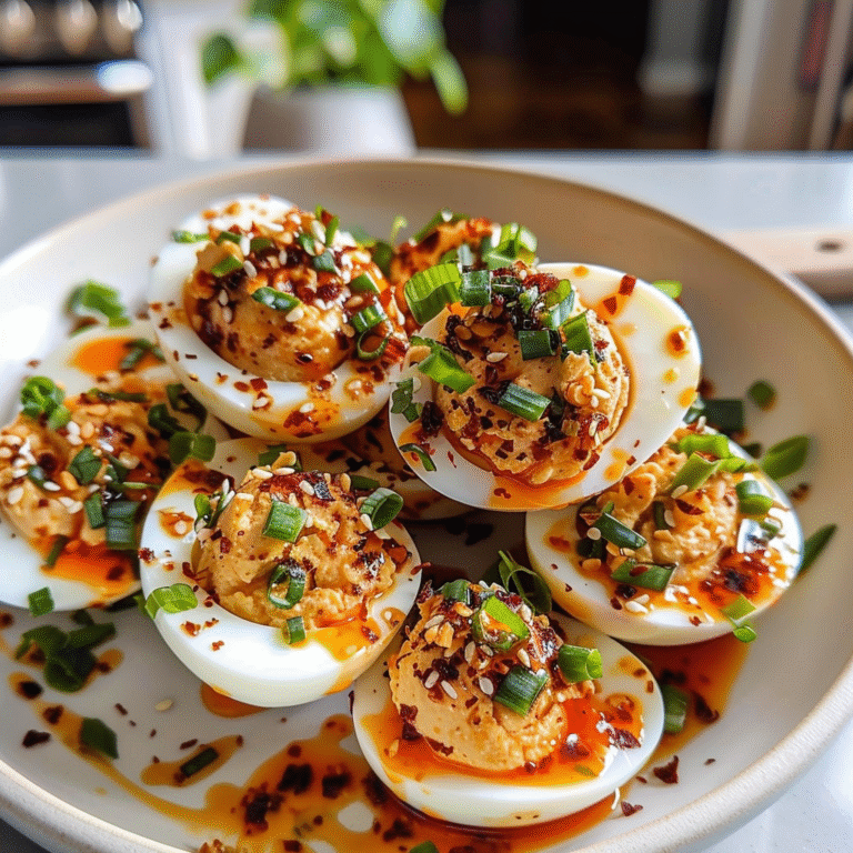 Spicy Chili Garlic Deviled Eggs