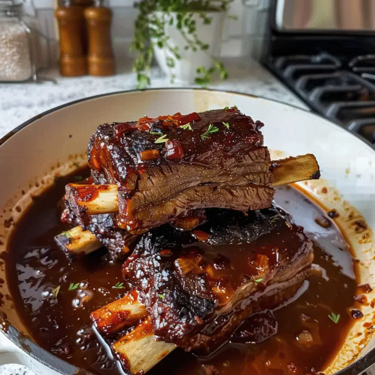 Beef Short Ribs Cooking in a Crock Pot