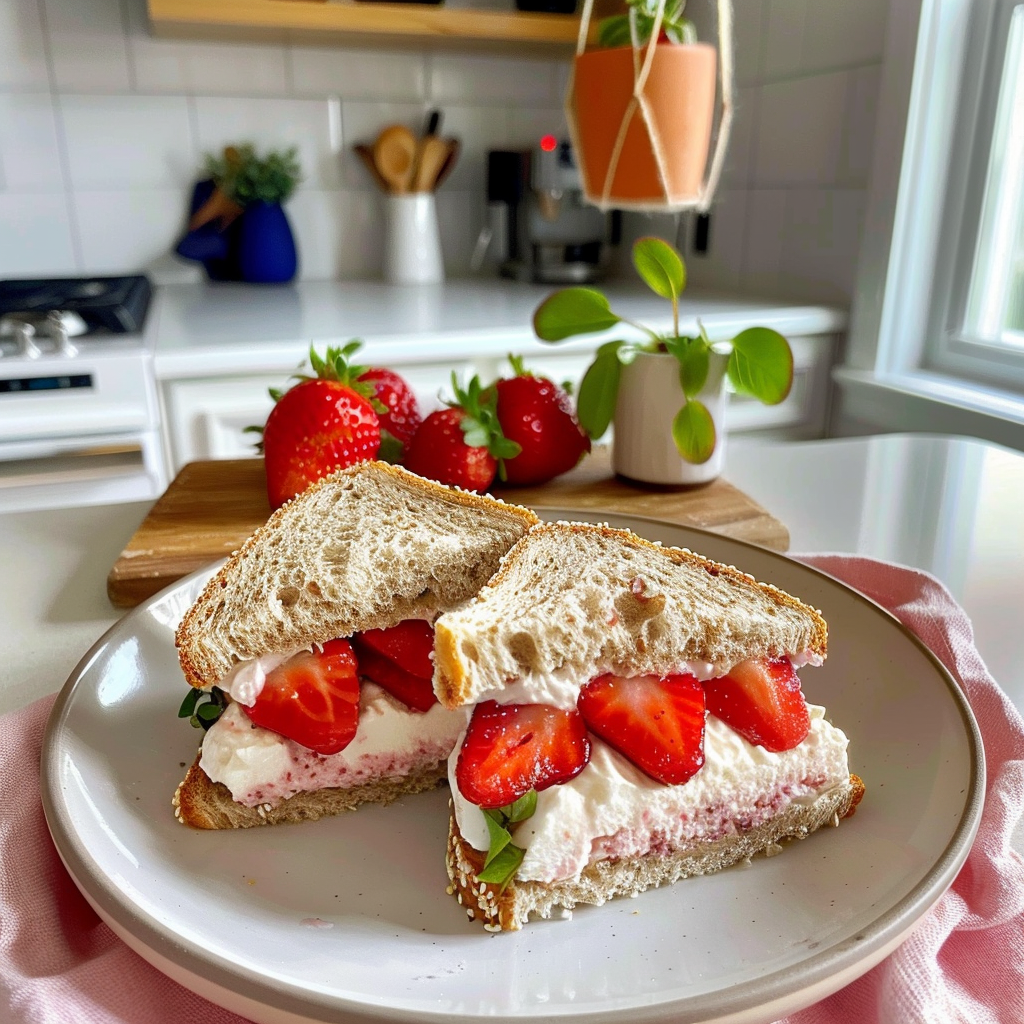 Strawberry Tea Sandwiches in a Garden Setting