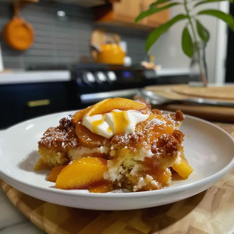 Peach Dump Cake Freshly Baked
