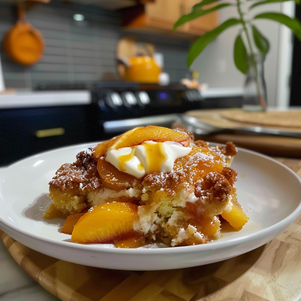 Peach Dump Cake Freshly Baked