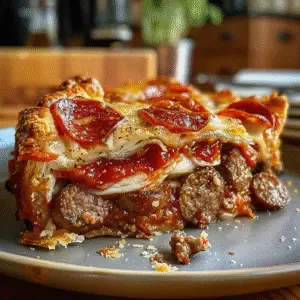Deep Hamburger Sausage & Pepperoni Pie