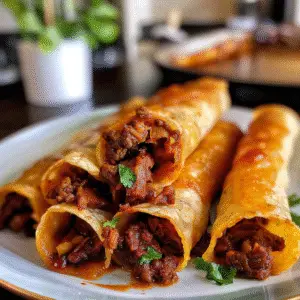 Beef Taquitos on a Plate