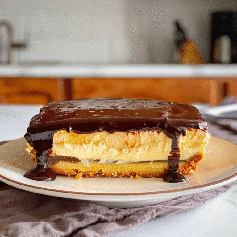 Boston Cream Pie Slice on a Plate