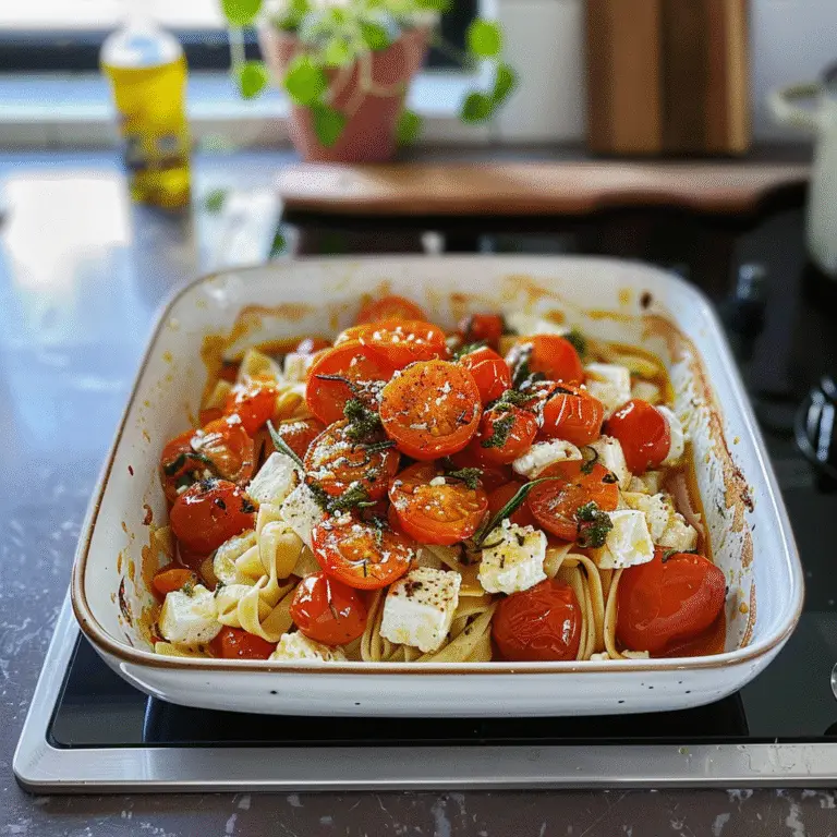 Baked Feta Pasta with Cherry Tomatoes - Delicious Recipe