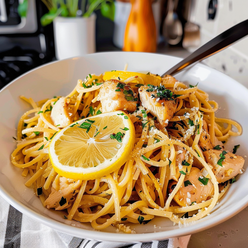 Lemon Garlic Chicken Pasta Dish