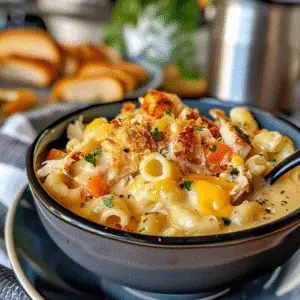 Creamy Chicken Macaroni Cheese Soup