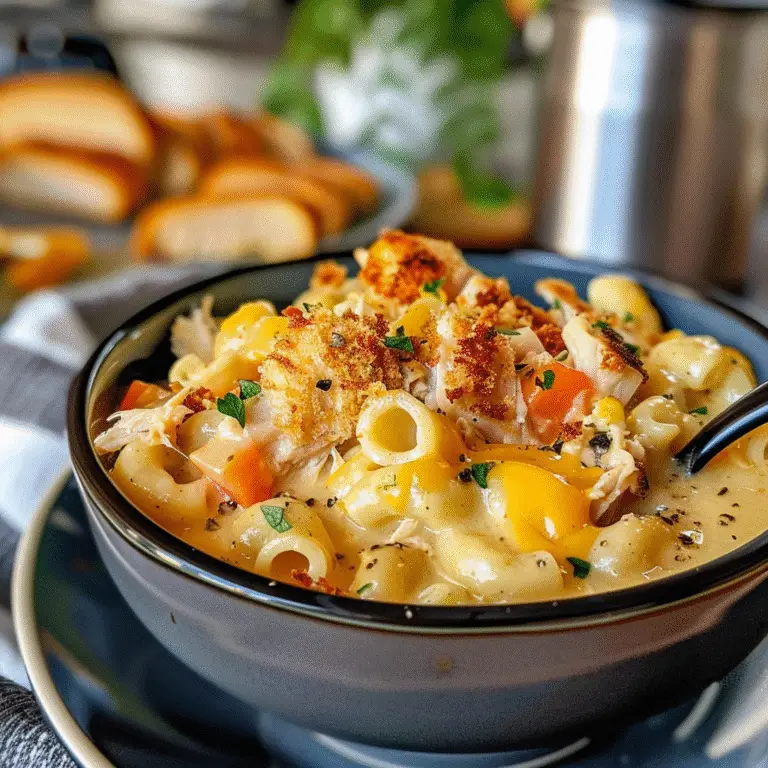Creamy Chicken Macaroni Cheese Soup