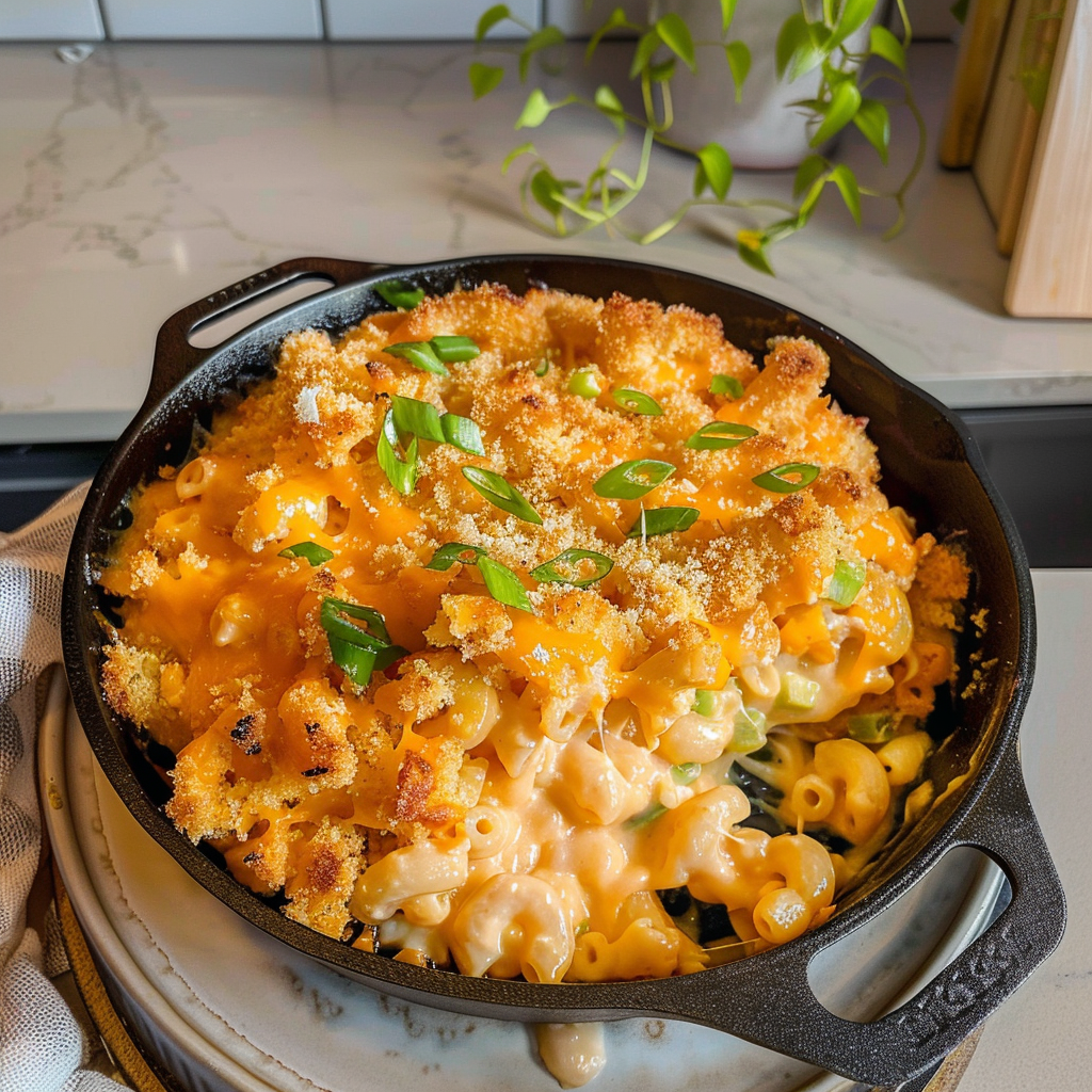 High Protein Buffalo Chicken Mac and Cheese Dish