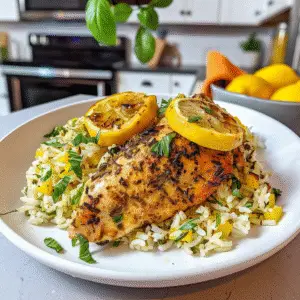 One Pot Lemon Herb Chicken and Rice Dish