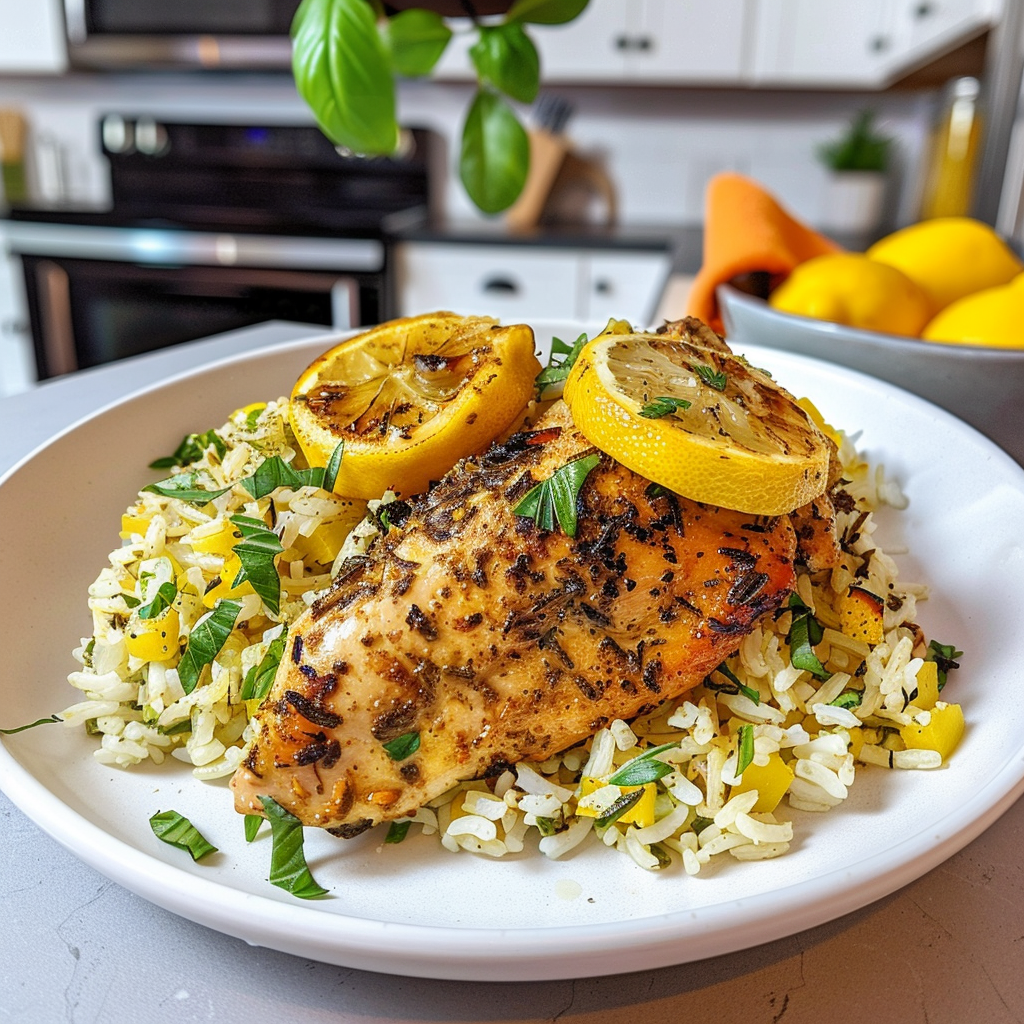 One Pot Lemon Herb Chicken and Rice Dish