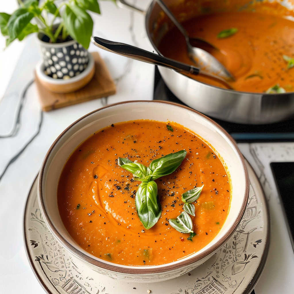 Creamy Roasted Tomato & Basil Soup