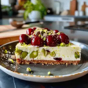 Lemon-Lime Cherry Pistachio Cheesecake